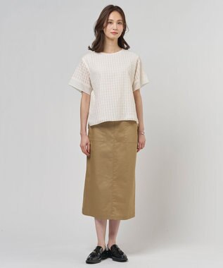 J.PRESS LADIES L 【WEB限定カラーあり】TCシャンブレーサテンST ナロー スカート キャメル系