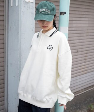 WEGO 【ユニセックス着用ITEM/MLサイズ展開】モチーフロゴポロスウェット ホワイトアイボリー