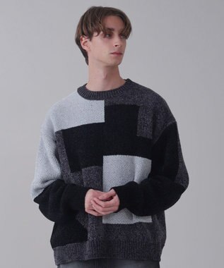 WEGO 【ユニセックス着用ITEM】ベロアモールカラーブロックプルオーバー ブラック中濃色