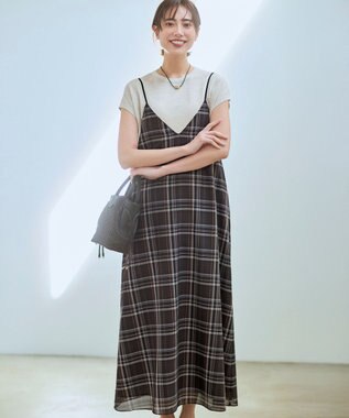  【見上愛さん着用】ハイツイストシアーチェック キャミソールワンピース