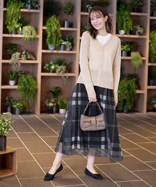 Tiaclasse 【小倉優子さん着用】チュールレースチェックスカート ブラック