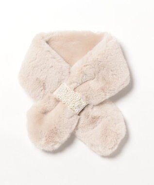 UNBILLION カシュネ cache nez / フェイクファーパールベルト付マフラー ベージュ