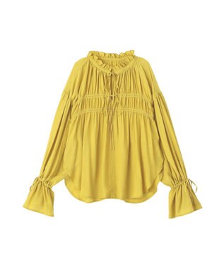 YECCA VECCA シャーリングギャザーリボンブラウス Yellow