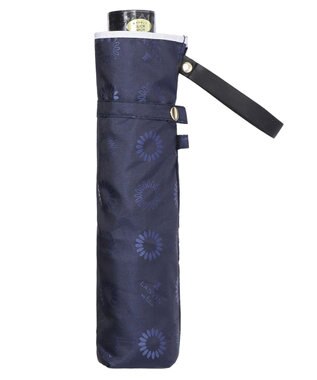 MOONBAT LANVIN en Bleu 折りたたみ傘 ジャカード×パイピング 簡単開閉 大きめ55cm ネイビーブルー