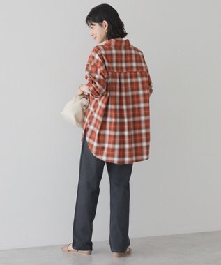 AMERICAN HOLIC ビエラ起毛チェックシャツ オレンジ