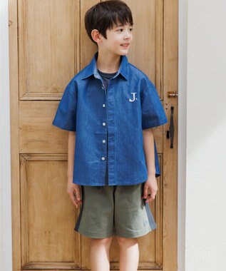 J.PRESS KIDS 【140-170cm】4.5オンス TC デニム 半袖シャツ ネイビー系