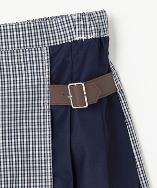 組曲 KIDS 【150-170㎝】 チェックプリーツ キュロット サックスブルー
