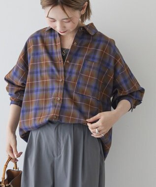 AMERICAN HOLIC ビエラ起毛チェックシャツ パープル