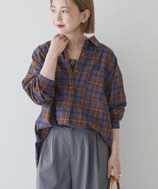 AMERICAN HOLIC ビエラ起毛チェックシャツ パープル