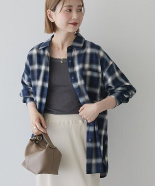 AMERICAN HOLIC ビエラ起毛チェックシャツ ネイビー