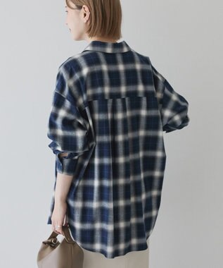 AMERICAN HOLIC ビエラ起毛チェックシャツ ネイビー