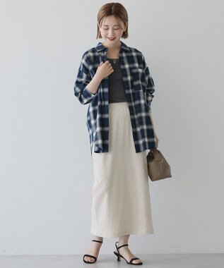 AMERICAN HOLIC ビエラ起毛チェックシャツ ネイビー