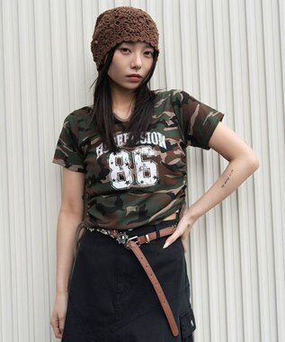 WEGO キーネックサイドレースアップちびT 柄5