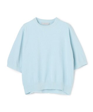 UNFILO L ベロアモール ハーフスリーブニット サックス