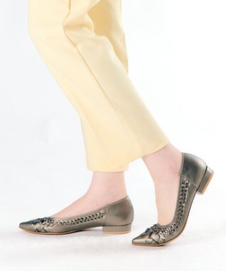 Dominic3 編み込みメッシュ ソフトパンプス ブロンズ