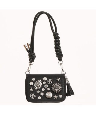 UNBILLION ペルケ perche / マルチスタッズジャバラチャームウォレットショルダー ブラック