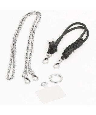 UNBILLION ペルケ perche / マルチスタッズジャバラチャームウォレットショルダー ブラック