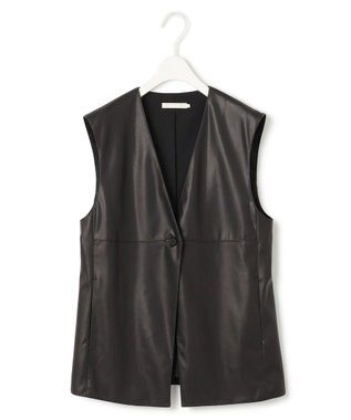 ICB フェイクレザー ベスト ブラック系