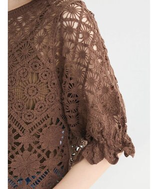 Green Parks ・ＳＵＧＡＲ　ＳＰＯＯＮ　２ｗａｙクロシェカーディガン Brown