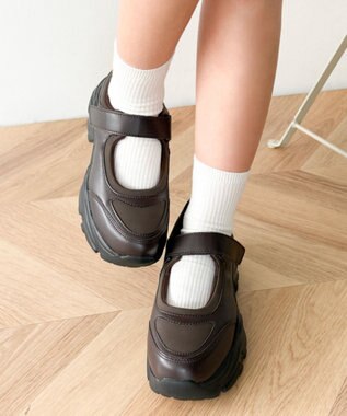 WEGO 厚底ベロクロストラップシューズ