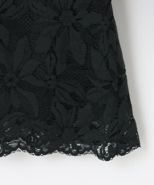 自由区 【洗える】フラワーコードレース ペプラムブラウス ブラック系