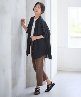 ANY バックプリーツシャツ ブラック