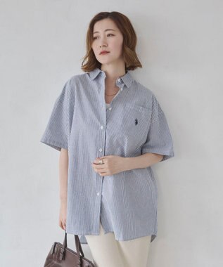 WEGO USPOLOハーフスリーブシャツ ブルーストライプ