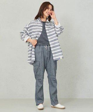 JOSEPH ABBOUD MOUNTAIN 【SPACE／UNISEX】リネンハニカム Tシャツ ダルブルー系