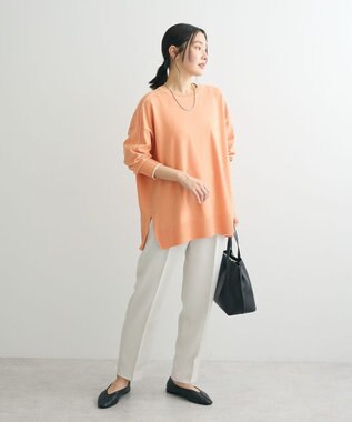 Green Parks アンチピリングライン入りニットプルオーバー Orange