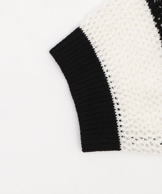 WEGO 襟付きリボンメッシュショートカーデ 柄1