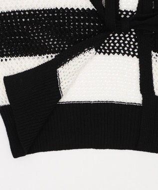 WEGO 襟付きリボンメッシュショートカーデ 柄1