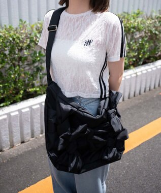 WEGO リボンデザインBIGショルダー ブラック