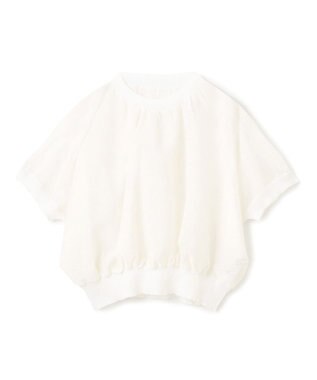 BEIGE， 【洗える・Oggi 7月号掲載】LUPINUS / リネン混半袖プルオーバーギャザーニット Ecru