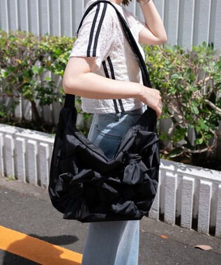 WEGO リボンデザインBIGショルダー ブラック