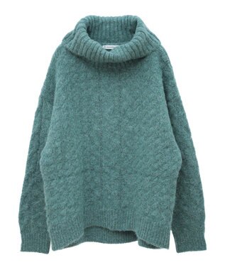 Green Parks ケーブル編みハイネックニット Green