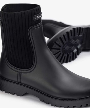 BONTRE 【UNISA/ウニサ】リブデザインレインブーツ ブラック