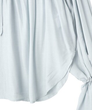 YECCA VECCA シャーリングギャザーリボンブラウス Sax