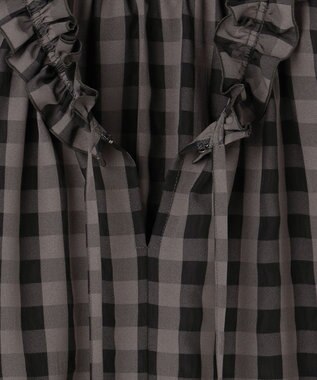 23区 L 【WEB&一部店舗限定】ブロックチェック フリル ブラウス モノトーンチェック