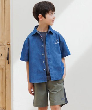 J.PRESS KIDS 【140-170cm】4.5オンス TC デニム 半袖シャツ ネイビー系