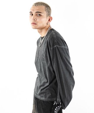 WEGO 【ユニセックス着用ITEM/MLサイズ展開】コールドダイダメージアップリケT（LS） スミクロ