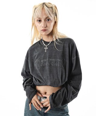 WEGO 【ユニセックス着用ITEM/MLサイズ展開】コールドダイダメージアップリケT（LS） スミクロ