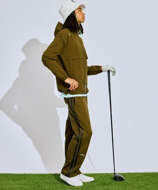 PW CIRCULUS 【撥水加工/ストレッチ】サイドストライプ ワイドパンツ ゴルフ カーキ系