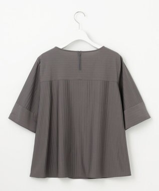 自由区 L 【洗える】ストレッチシャーティング5分袖 ブラウス スレート