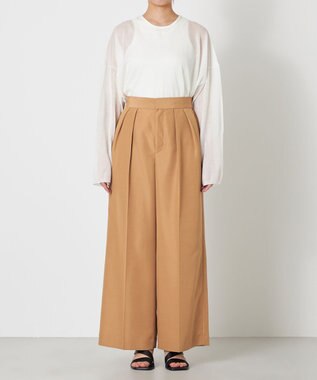 NAVE 【ReNAVE・セットアップ可/撥水加工/防シワ/ウエストゴム】ポリエステルタッサー パンツ キャメル系