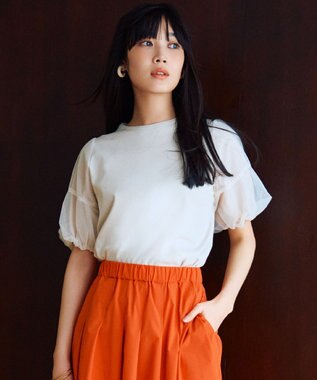 組曲 【人気につき新色追加！】チュールスリーブ カットソー ベージュ系