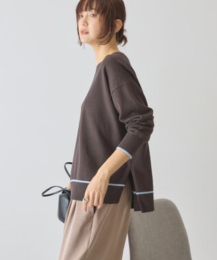 AMERICAN HOLIC バイカラークルーネックニットプルオーバー Brown
