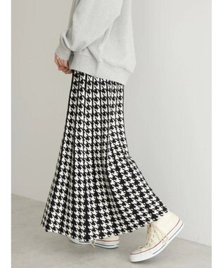 AMERICAN HOLIC ニットプリーツライクチェックスカート Hounds Tooth
