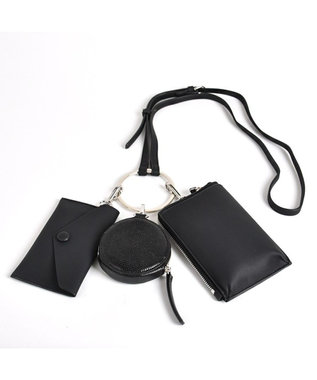 LA BAGAGERIE 【MONICA】3連マルチショルダーバッグ ブラック系その他