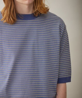 UNFILO MENS FINE MOVE クルーネック ニット [24年春夏商品] ブルーボーダー