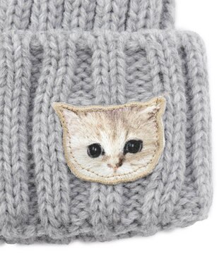 MOONBAT 【FUDGE11月号掲載】PAUL & JOE ACCESSOIRES ヌネット刺繍ワッペン付リブニット帽 グレー